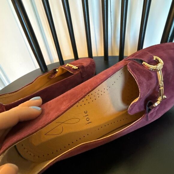 Joie burgundy suede loafer flats with buckle size 9 - Picture 8 of 11